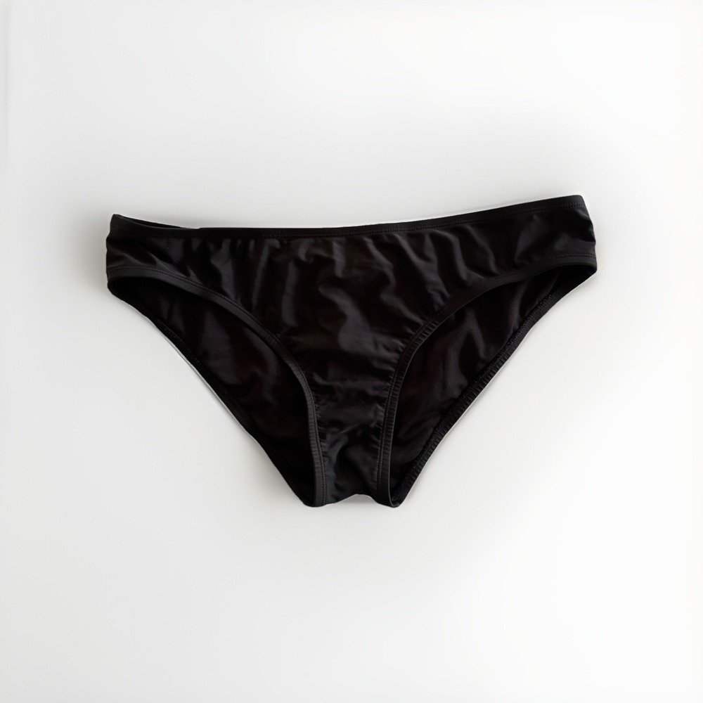 Palisades Beach Club Bikini Bottom‎ Womens Large Black Solid Low Rise Swimwear